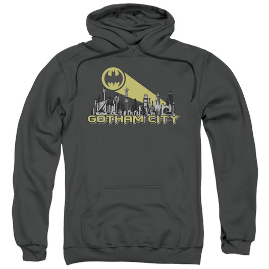 Batman Gotham Skyline Mens Hoodie Charcoal