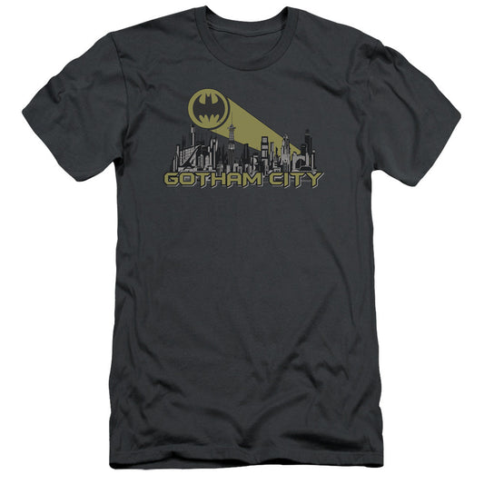 Batman Gotham Skyline Slim Fit Mens T Shirt Charcoal