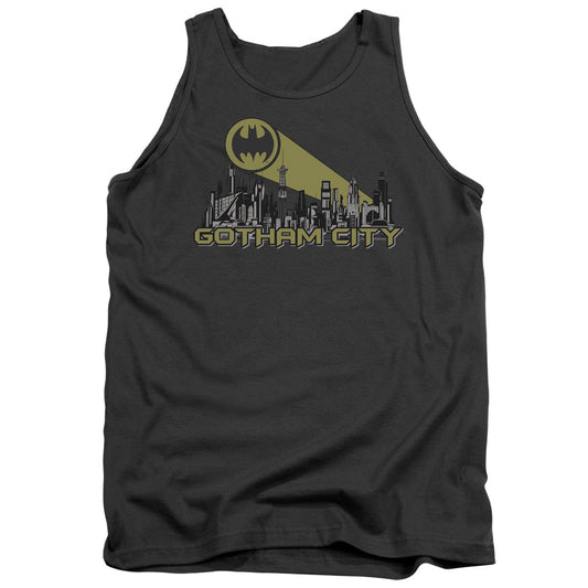 Batman Gotham Skyline Mens Tank Top Shirt Charcoal
