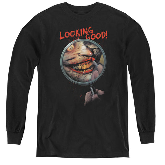 Batman Looking Good Long Sleeve Kids Youth T Shirt Black