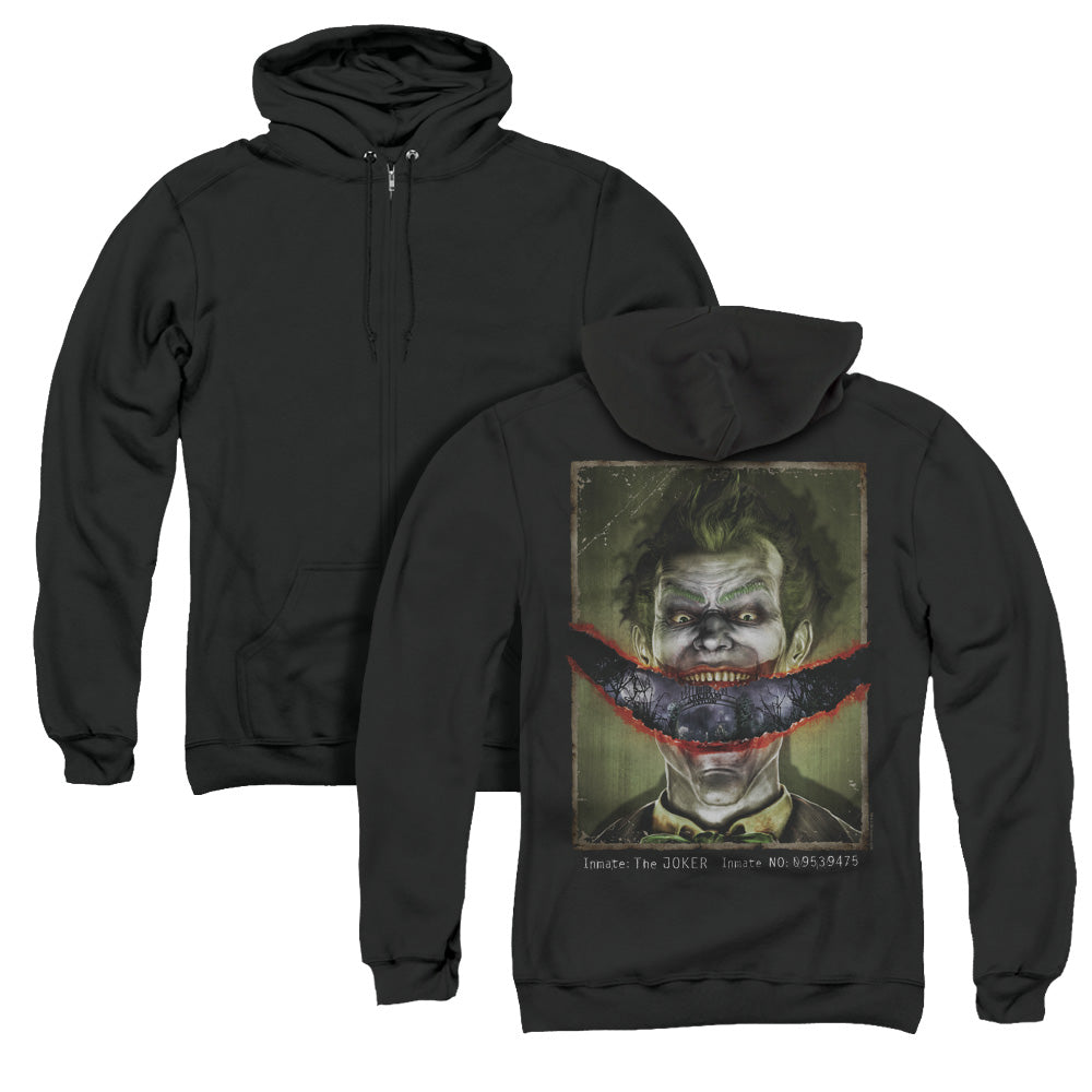 Batman Aa Split Lip Back Print Zipper Mens Hoodie Black