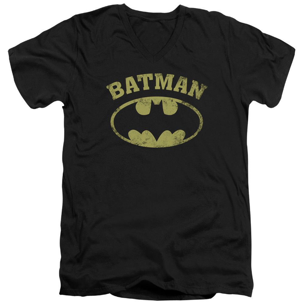 Batman Over Symbol Mens Slim Fit V Neck T Shirt Black