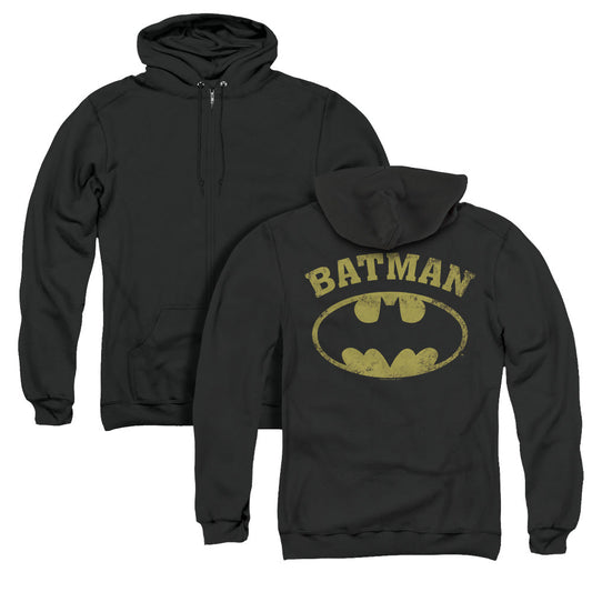 Batman Over Symbol Back Print Zipper Mens Hoodie Black