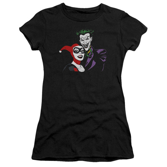Batman Joker & Harley Junior Sheer Cap Sleeve Womens T Shirt Black