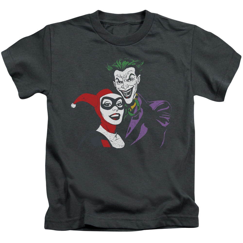 Batman Joker & Harley Juvenile Kids Youth T Shirt Charcoal