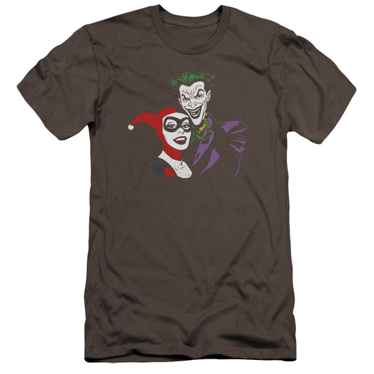 Batman Joker & Harley Premium Bella Canvas Slim Fit Mens T Shirt Charcoal