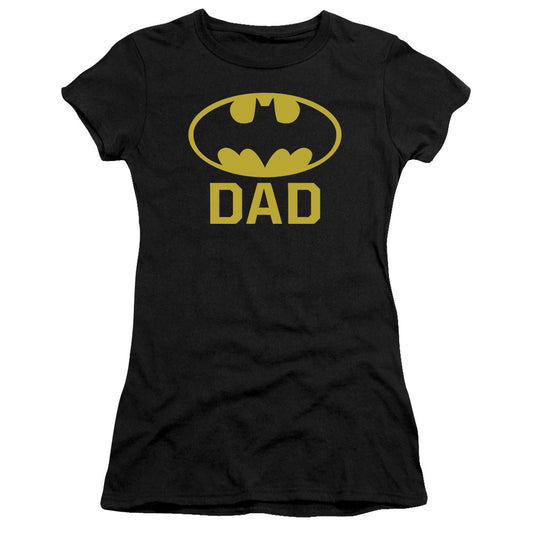 Batman Bat Dad Junior Sheer Cap Sleeve Womens T Shirt Black