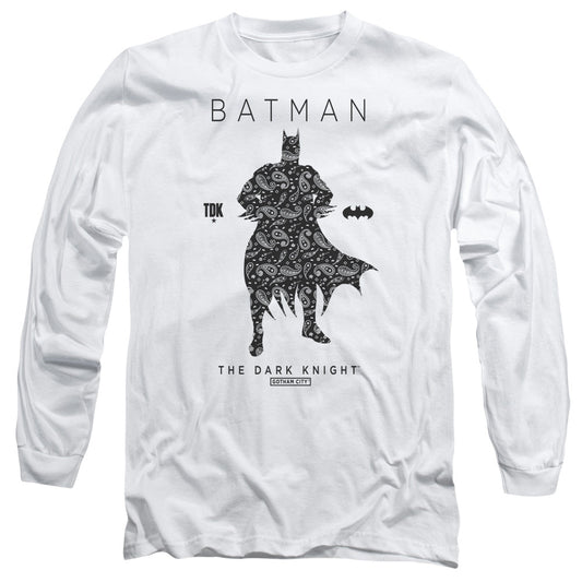 Batman Paislety Silhouete Mens Long Sleeve Shirt White