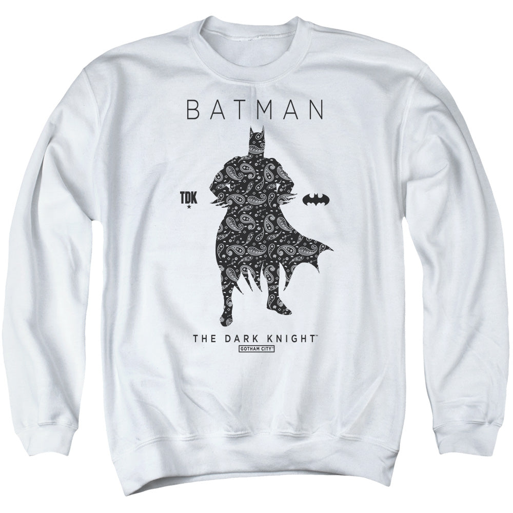 Batman Paislety Silhouete Mens Crewneck Sweatshirt White