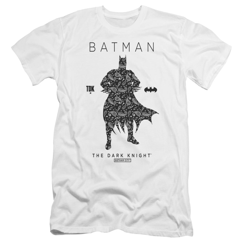 Batman Paislety Silhouete Premium Bella Canvas Slim Fit Mens T Shirt White