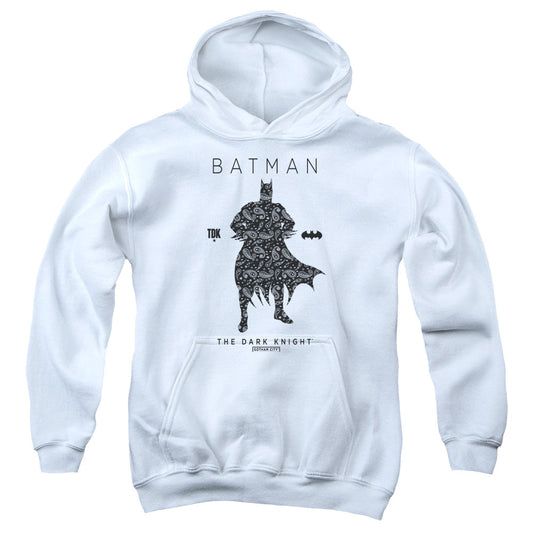 Batman Paislety Silhouete Kids Youth Hoodie White
