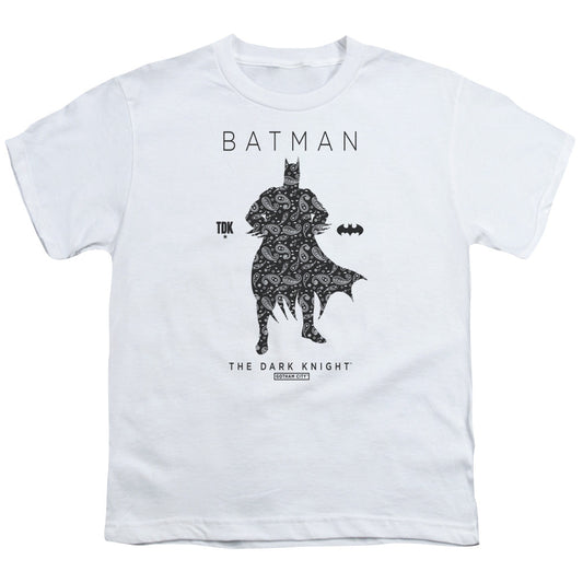 Batman Paislety Silhouete Kids Youth T Shirt White