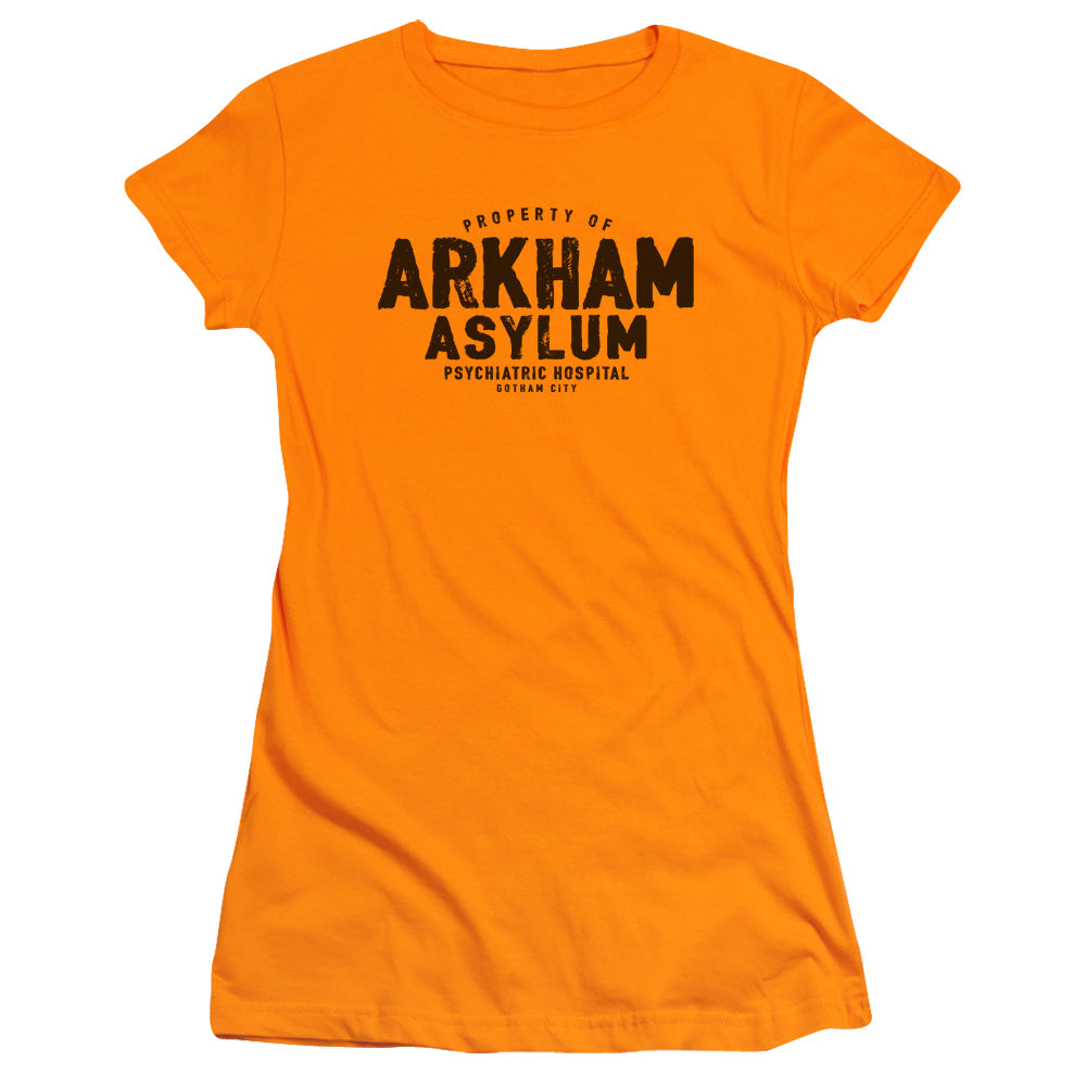 Batman Arkham Asylum Junior Sheer Cap Sleeve Womens T Shirt Orange