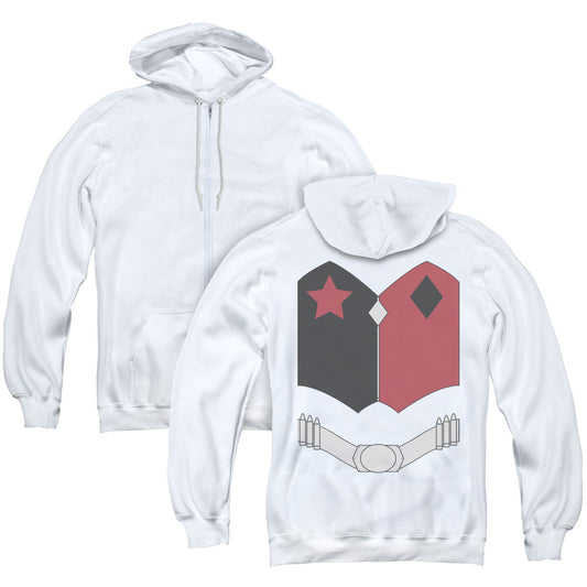 Batman New Hq Uniform Back Print Zipper Mens Hoodie White