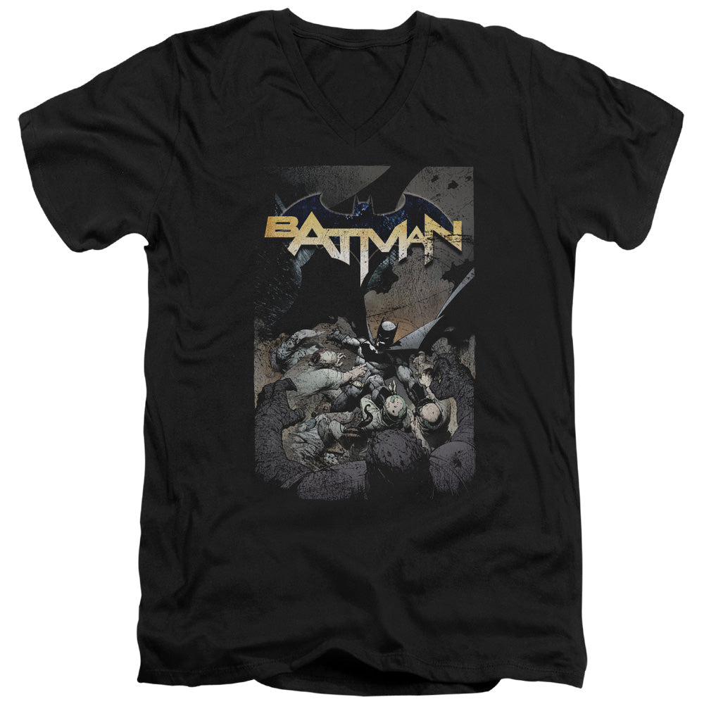 Batman Batman One Mens Slim Fit V Neck T Shirt Black