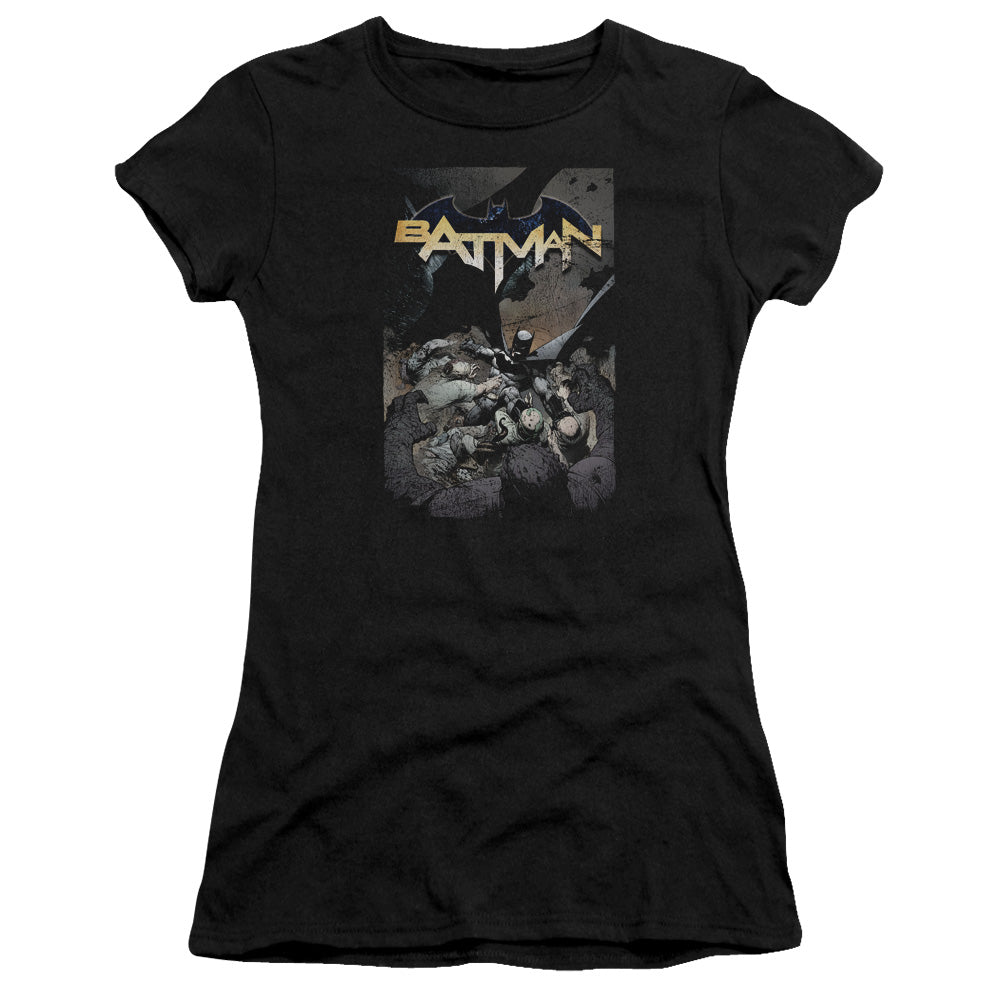 Batman Batman One Junior Sheer Cap Sleeve Womens T Shirt Black