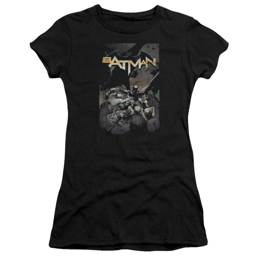 Batman Batman One Junior Sheer Cap Sleeve Womens T Shirt Black
