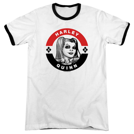 Batman Harley President Circle Heather Ringer Mens T Shirt White Black