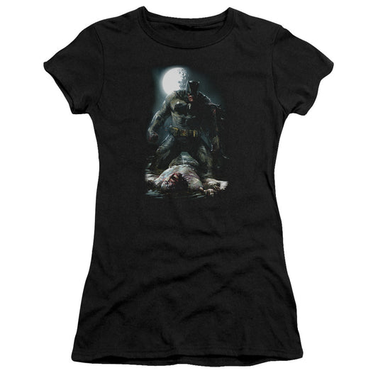 Batman Mudhole Junior Sheer Cap Sleeve Womens T Shirt Black