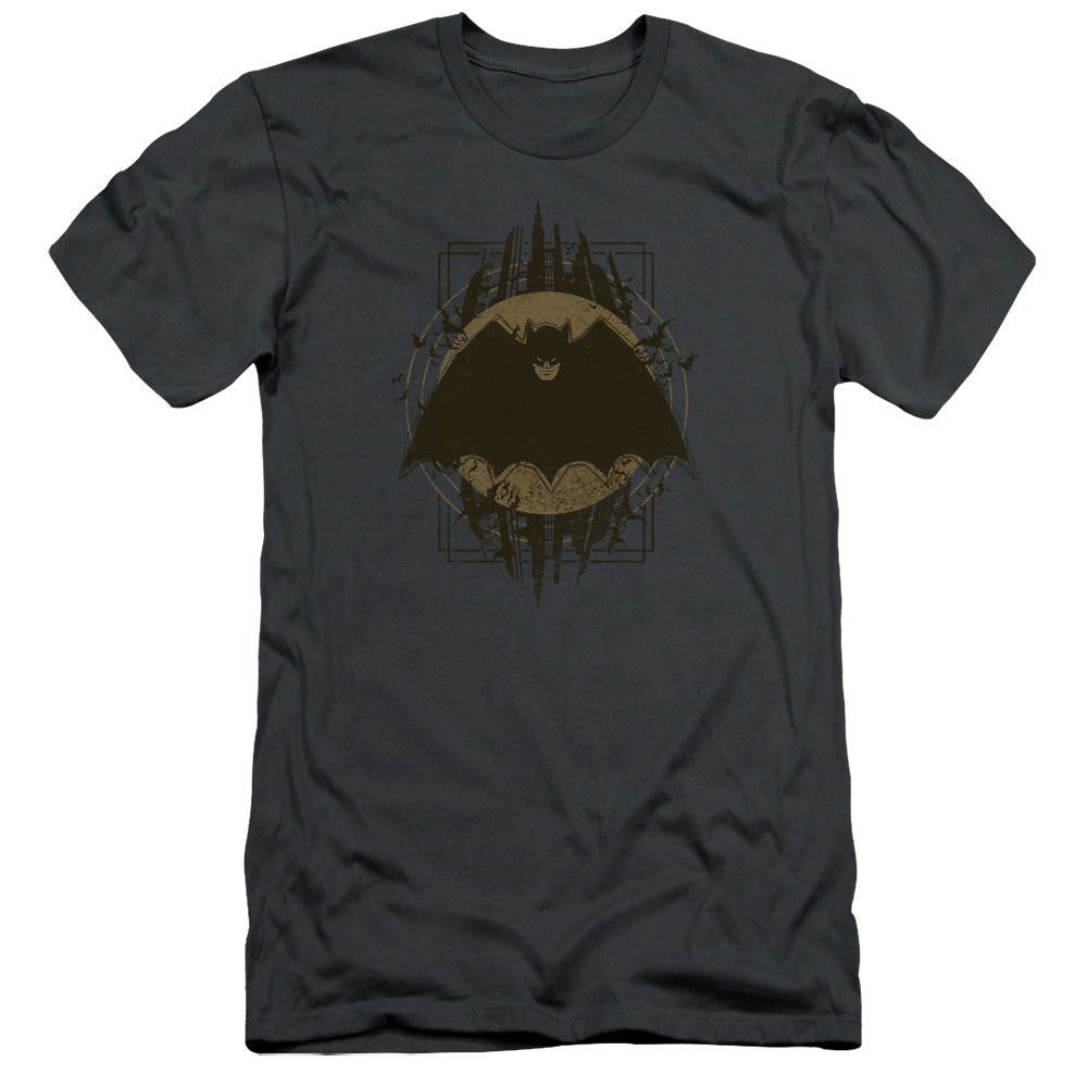 Batman Batman Crest Slim Fit Mens T Shirt Charcoal