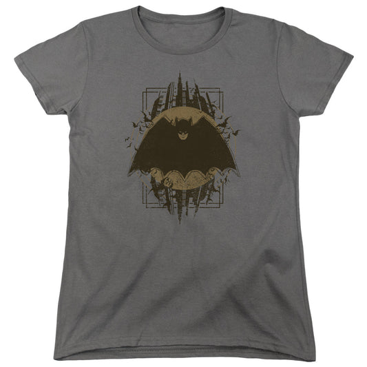Batman Batman Crest Womens T Shirt Charcoal