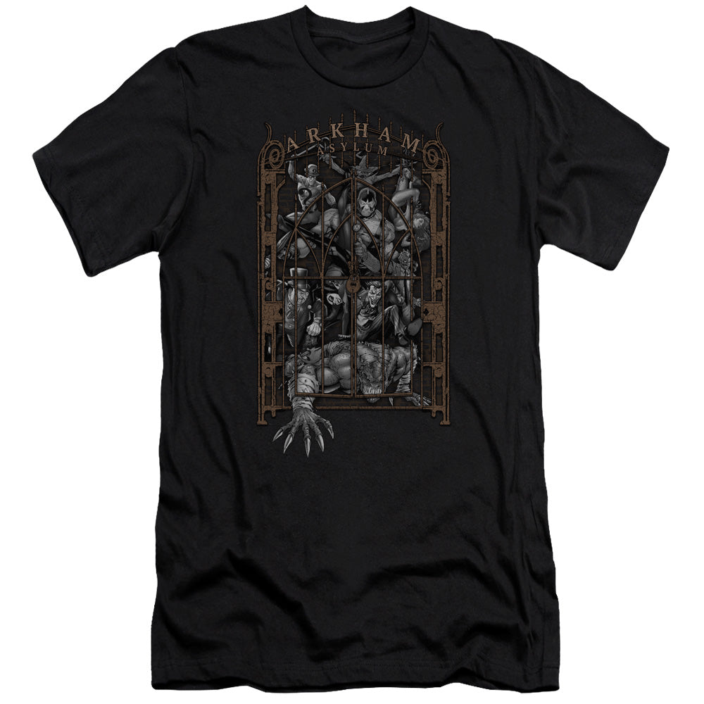 Batman Arkhams Gate Slim Fit Mens T Shirt Black