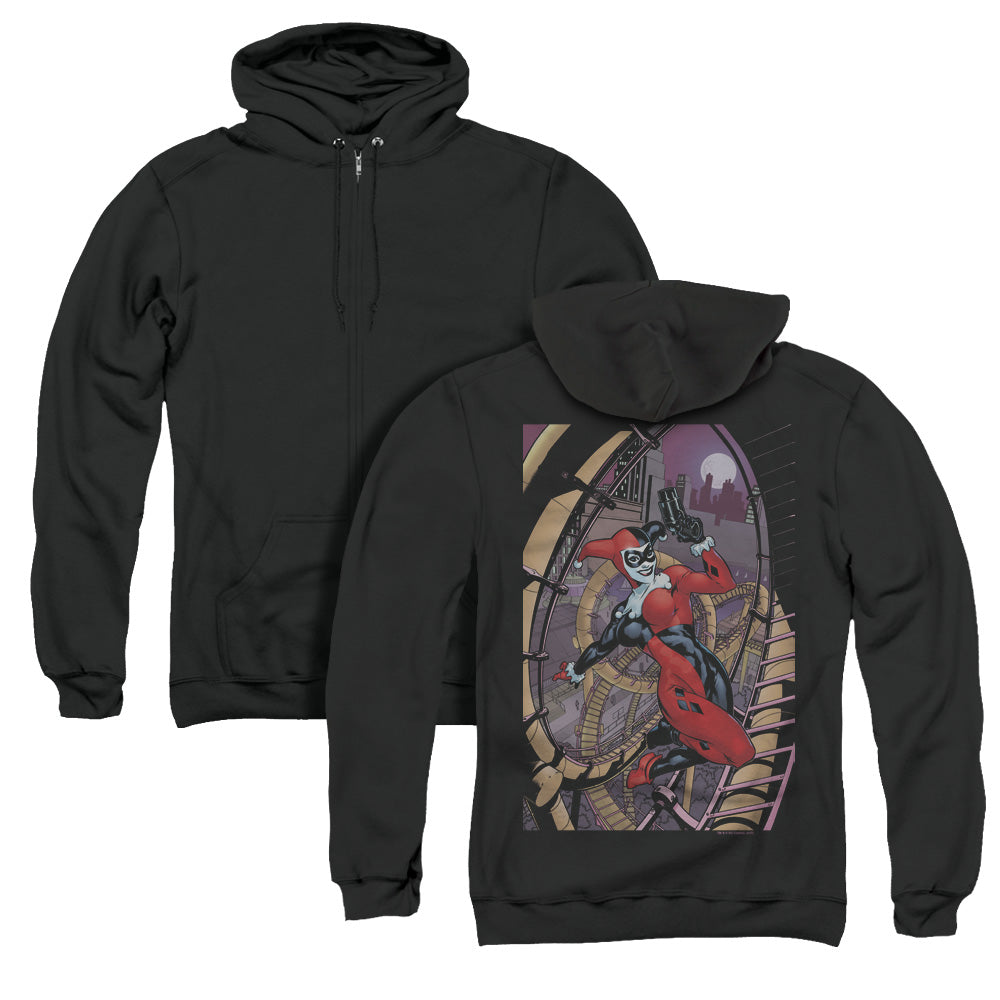 Batman Harley First Back Print Zipper Mens Hoodie Black