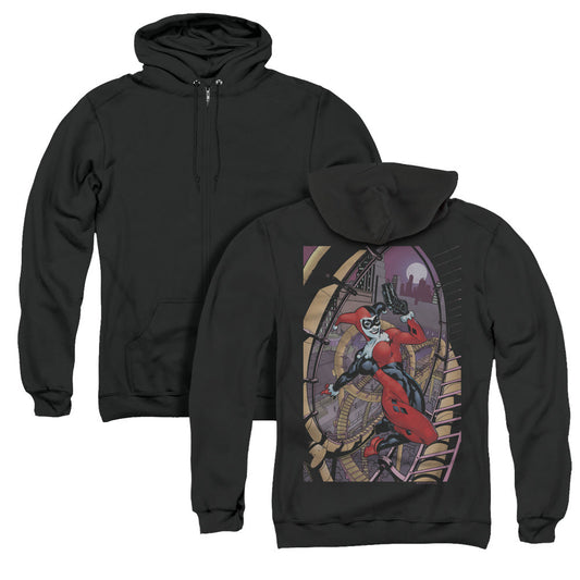 Batman Harley First Back Print Zipper Mens Hoodie Black