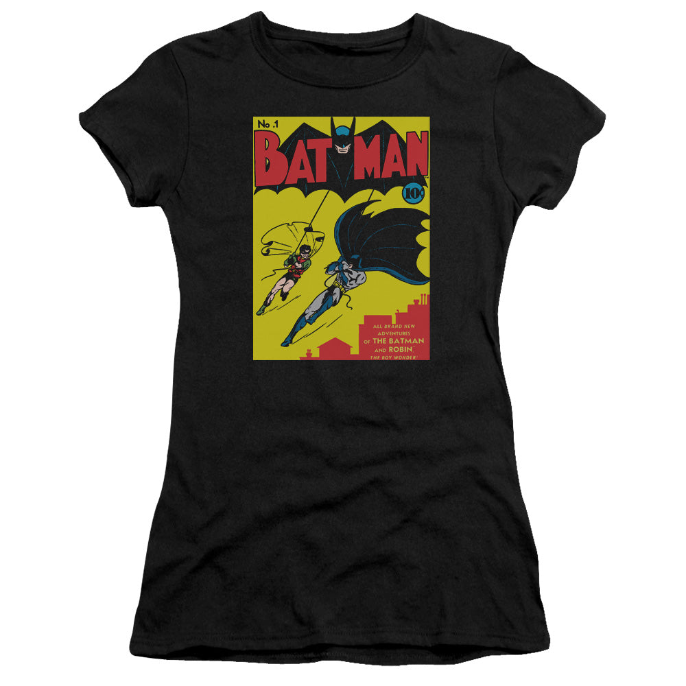 Batman Batman First Junior Sheer Cap Sleeve Womens T Shirt Black