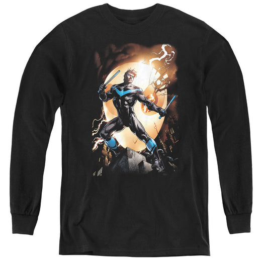 Batman Nightwing Against Owls Long Sleeve Kids Youth T Shirt Black