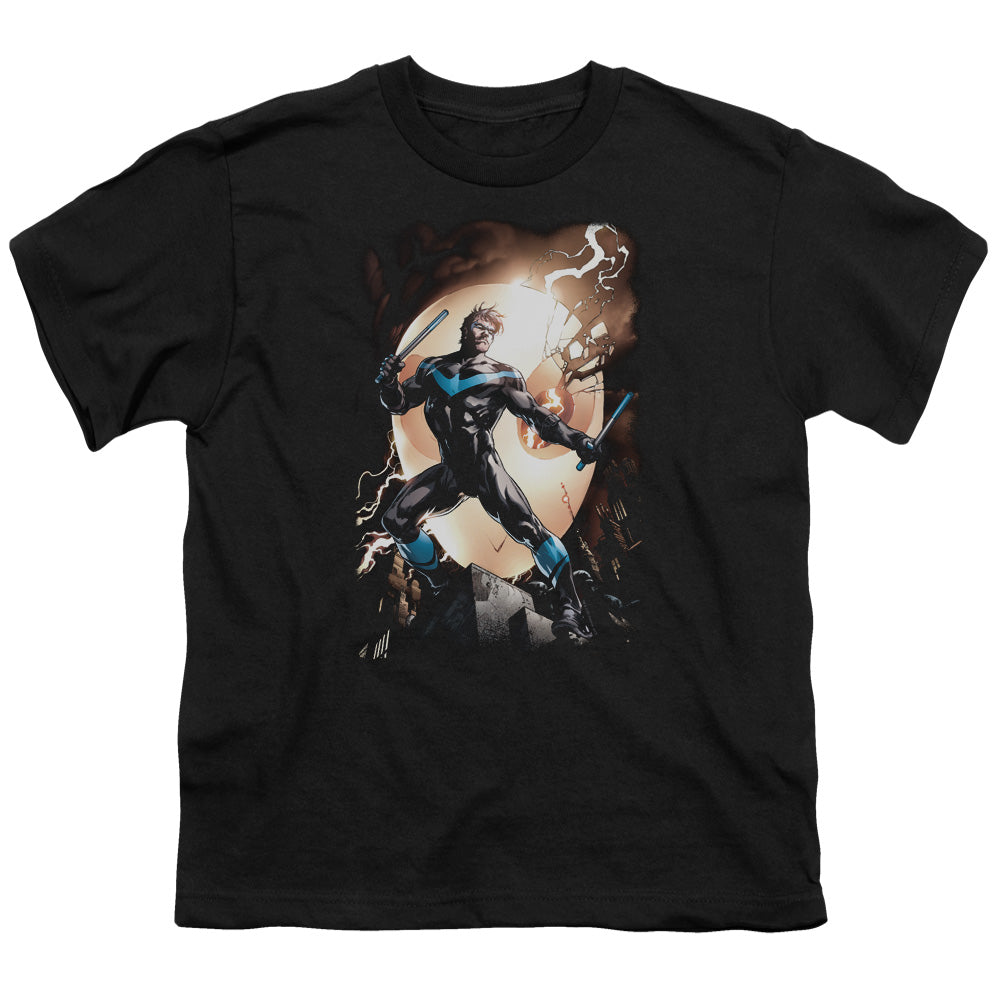 Batman Nightwing Against Owls Kids Youth T Shirt Black