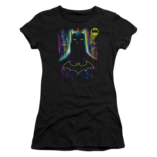 Batman Knight Lights Junior Sheer Cap Sleeve Womens T Shirt Black