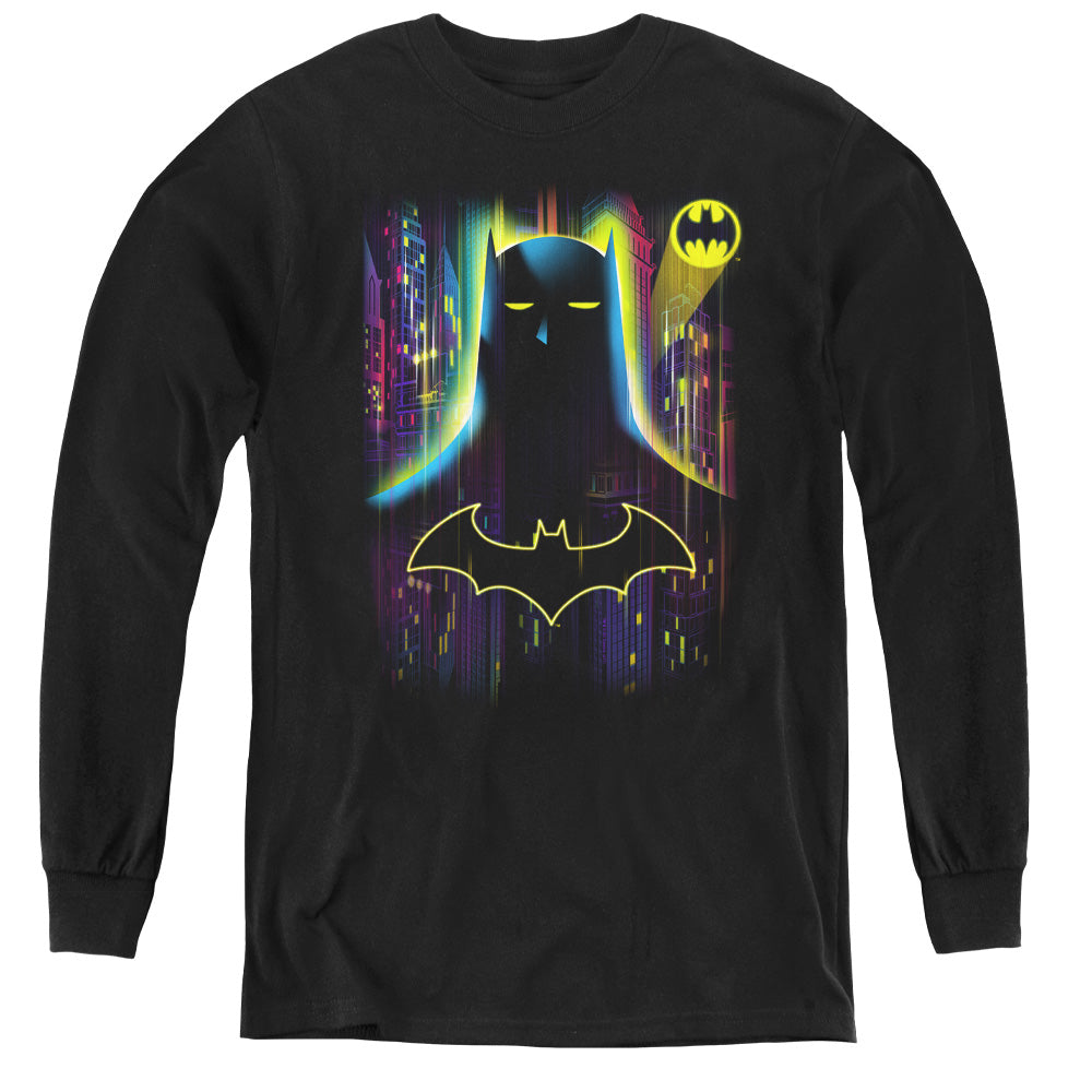 Batman Knight Lights Long Sleeve Kids Youth T Shirt Black