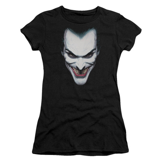 Batman Joker Portrait Junior Sheer Cap Sleeve Womens T Shirt Black