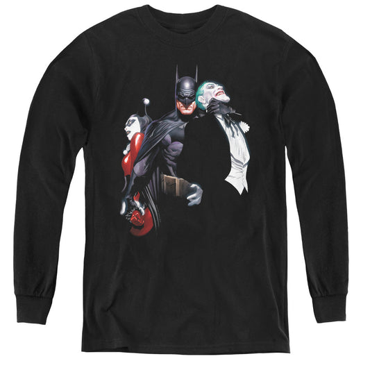 Batman Joker Harley Choke Long Sleeve Kids Youth T Shirt Black