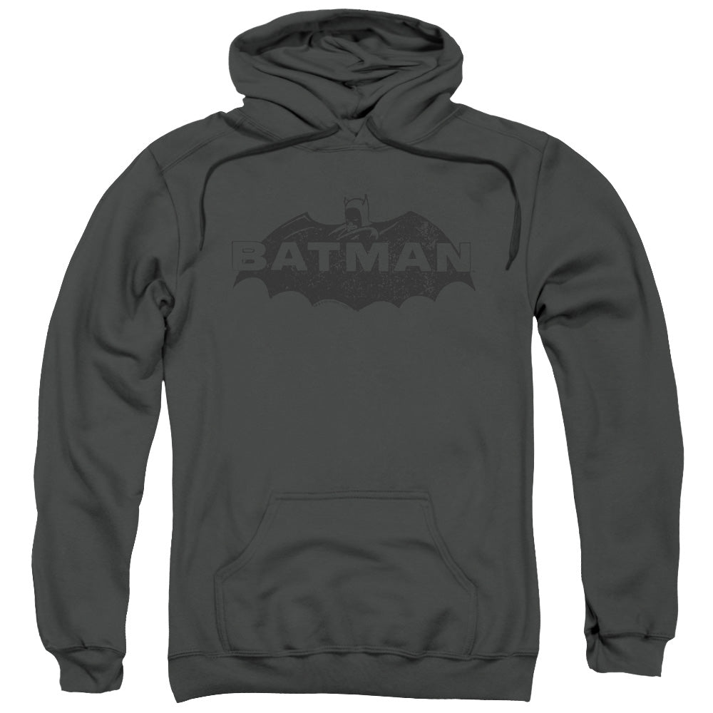 Batman Newsprint Logo Mens Hoodie Charcoal