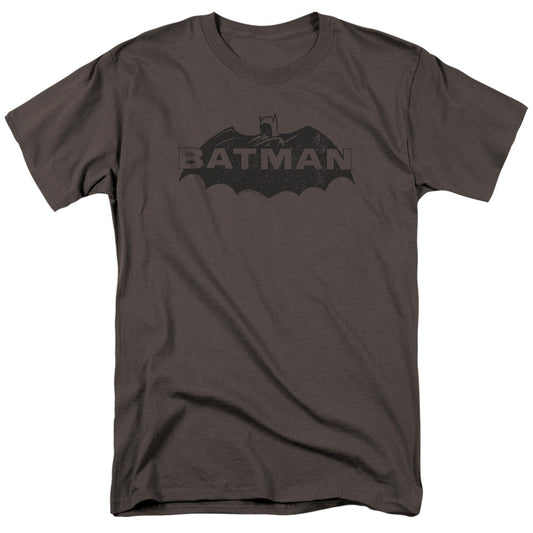 Batman Newsprint Logo Mens T Shirt Charcoal