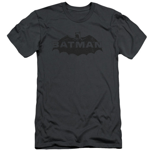 Batman Newsprint Logo Slim Fit Mens T Shirt Charcoal