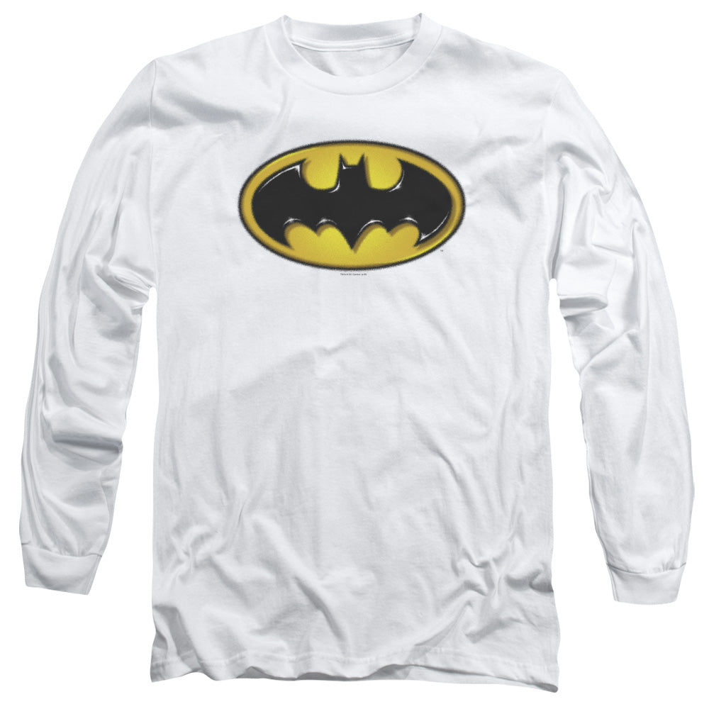 Batman Airbrush Bat Symbol Mens Long Sleeve Shirt White