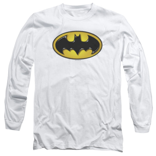 Batman Airbrush Bat Symbol Mens Long Sleeve Shirt White