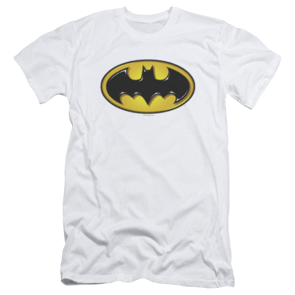 Batman Airbrush Bat Symbol Slim Fit Mens T Shirt White