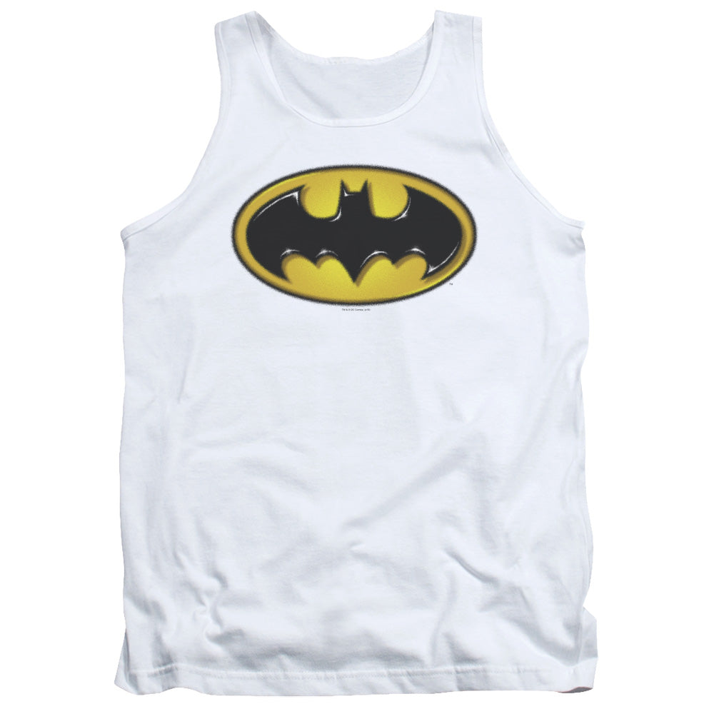 Batman Airbrush Bat Symbol Mens Tank Top Shirt White