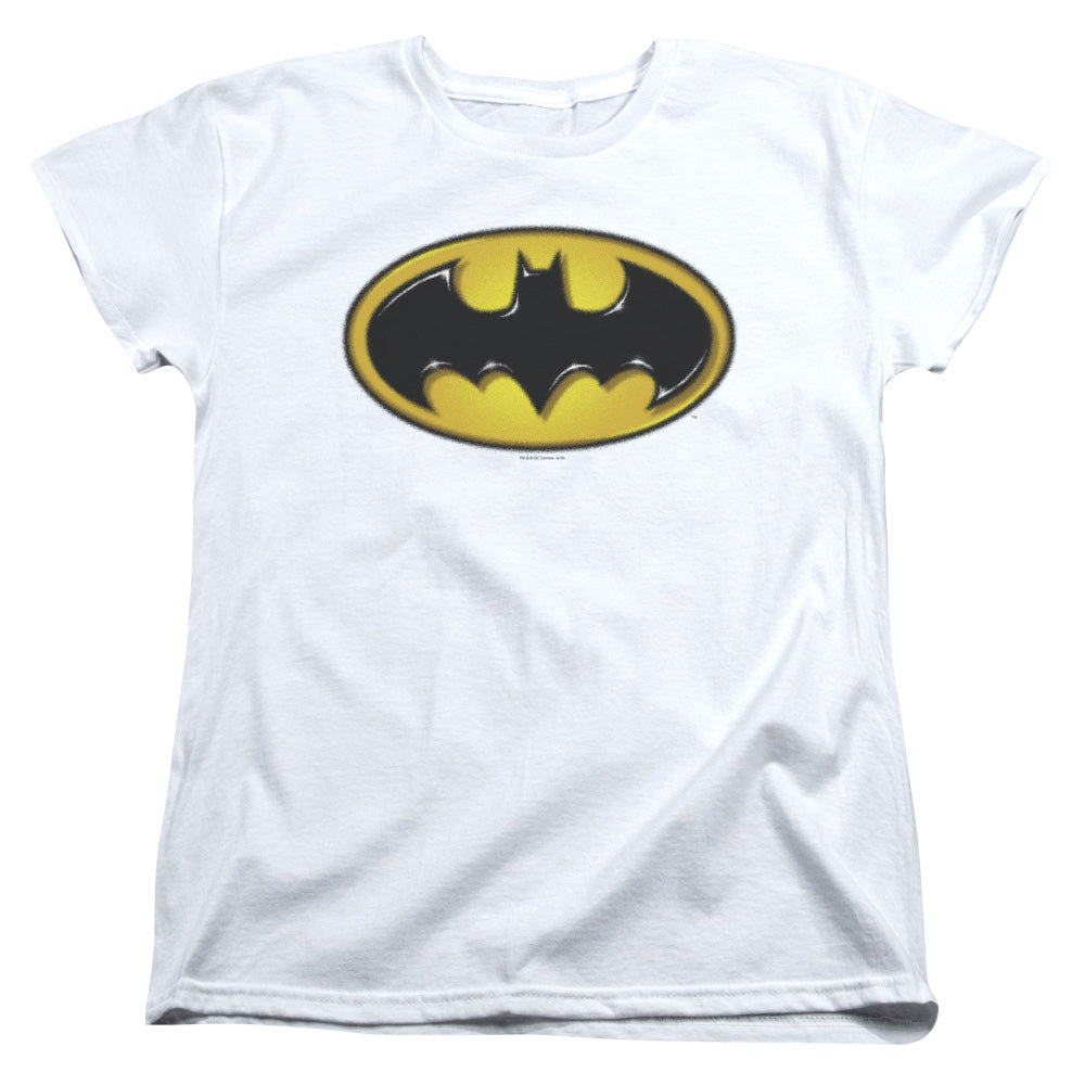 Batman Airbrush Bat Symbol Womens T Shirt White Style001