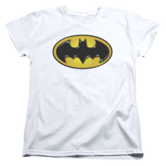 Batman Airbrush Bat Symbol Womens T Shirt White
