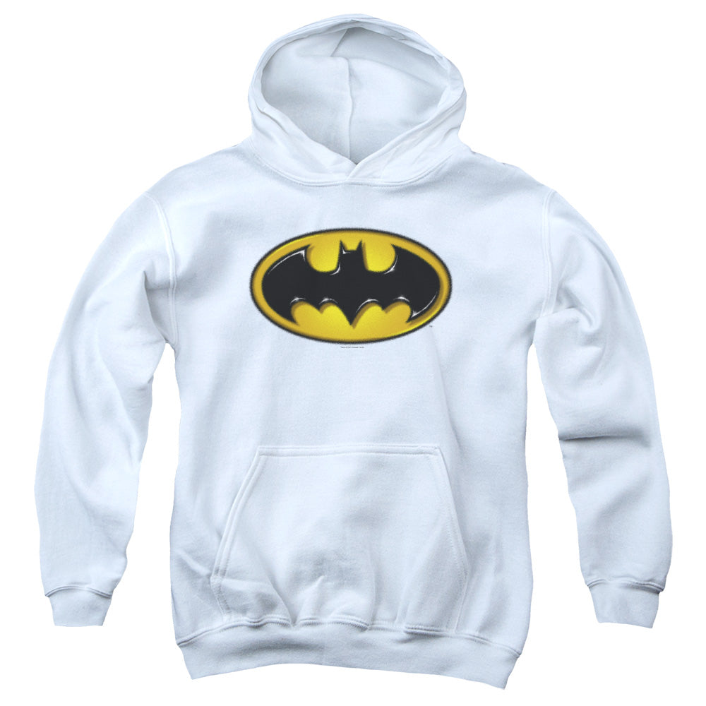Batman Airbrush Bat Symbol Kids Youth Hoodie White