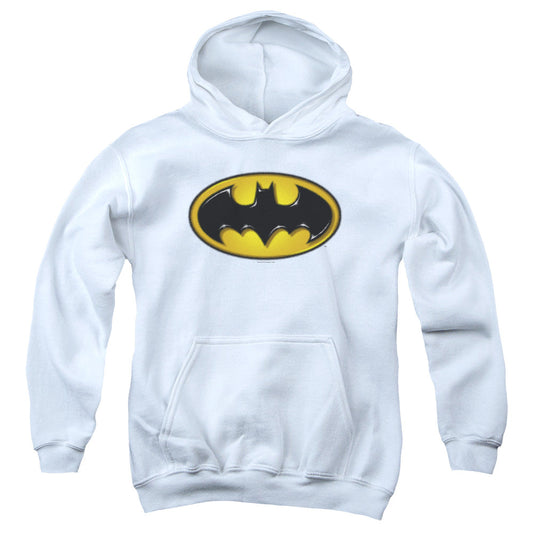 Batman Airbrush Bat Symbol Kids Youth Hoodie White