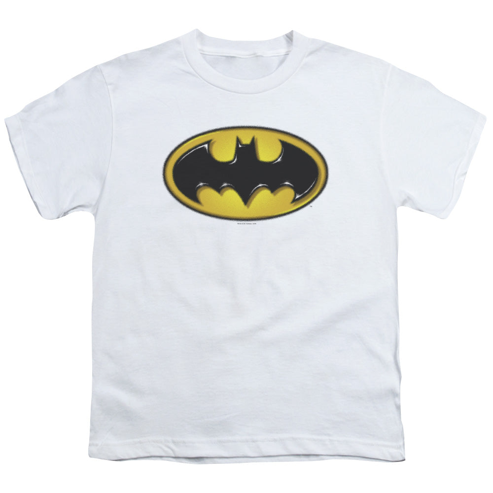 Batman Airbrush Bat Symbol Kids Youth T Shirt White