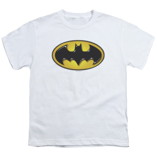 Batman Airbrush Bat Symbol Kids Youth T Shirt White