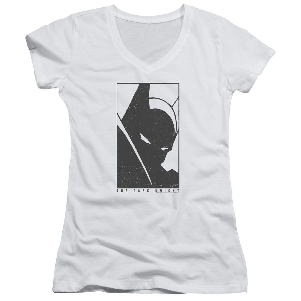 Batman An Icon Junior Sheer Cap Sleeve V Neck Womens T Shirt White
