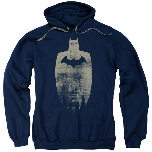 Batman Gold Silhouete Mens Hoodie Navy Blue